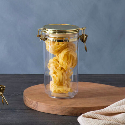 Clear Glass Storage Jar with Gold Lid 1100ml