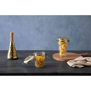 Clear Glass Storage Jar with Gold Lid 1100ml