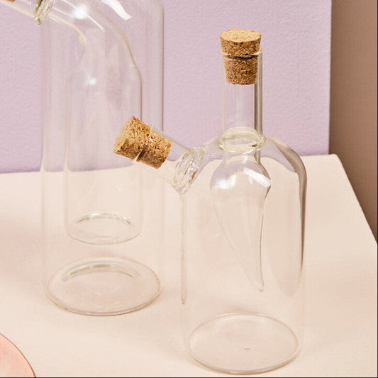 2 in 1 Oil and Vinegar Glass Bottle with Cork Stoppers