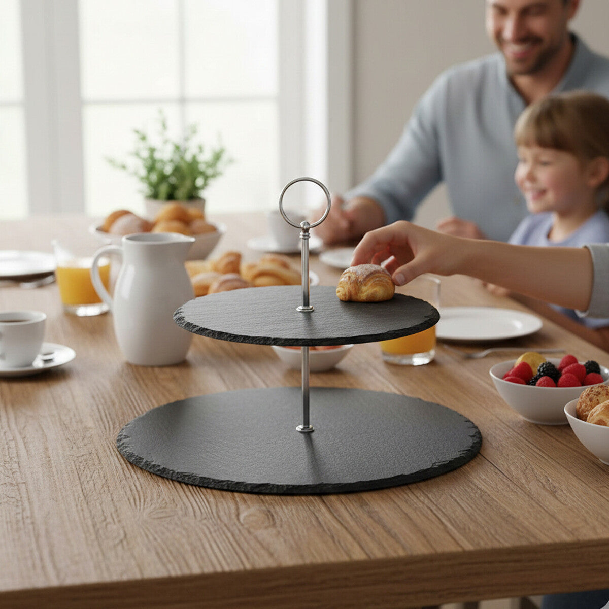 2 Tier Round Slate Cake Stand