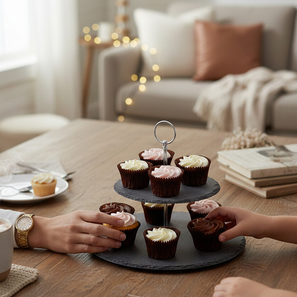 2 Tier Round Slate Cake Stand