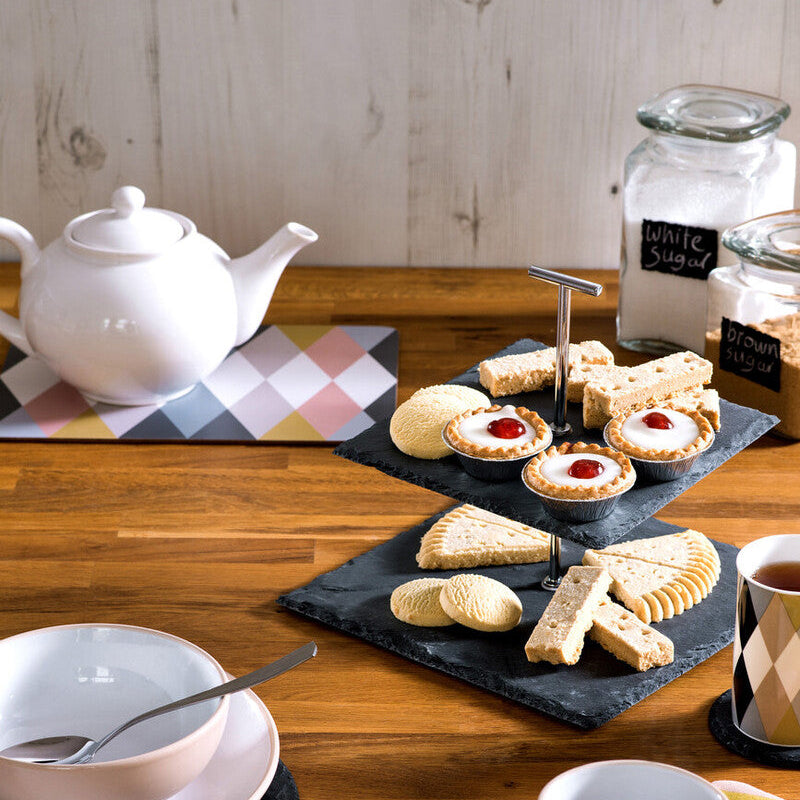 2 Tier Square Slate Cake Stand