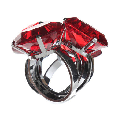 Set of 4 Red Diamante Napkin Rings