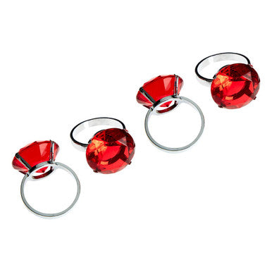 Set of 4 Red Diamante Napkin Rings