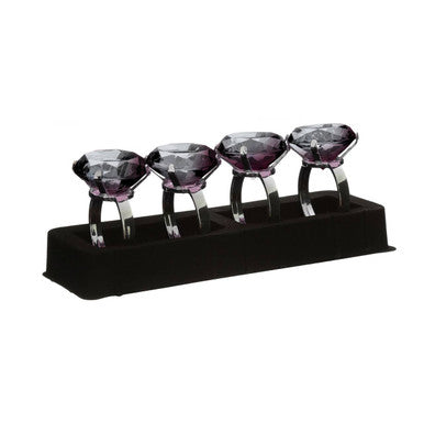 Set of 4 Smoke Grey Diamante Napkin Rings