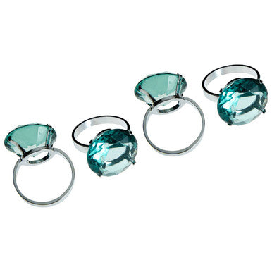 Set of 4 Teal Diamante Napkin Rings