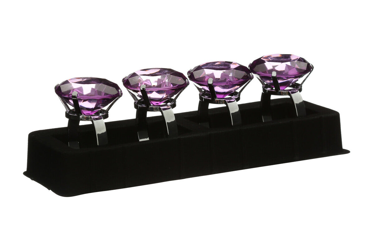 Set of 4 Purple Diamante Napkin Rings