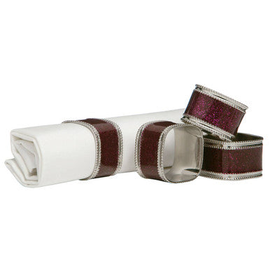 Set of 4 Purple Glitter Napkin Rings