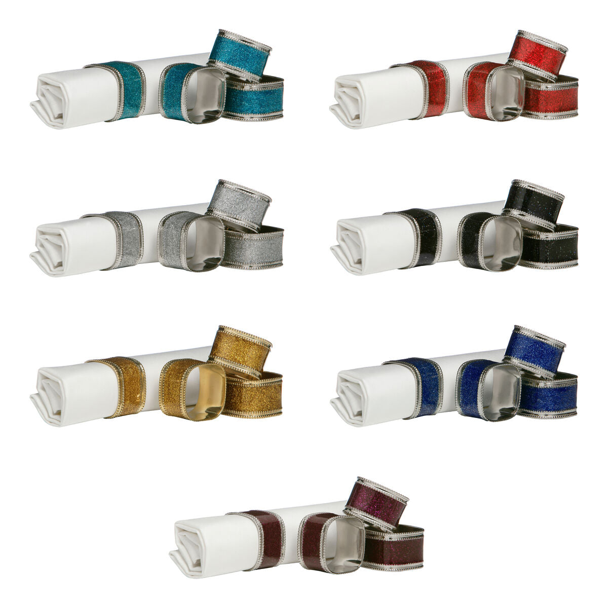 Set of 4 Red Glitter Napkin Rings
