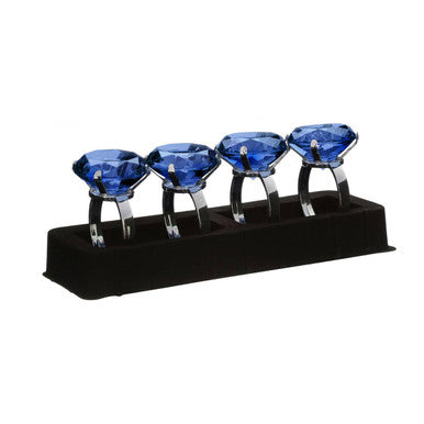 Set of 4 Sapphire Diamante Napkin Rings