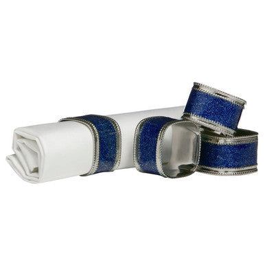 Set of 4 Sapphire Glitter Napkin Rings