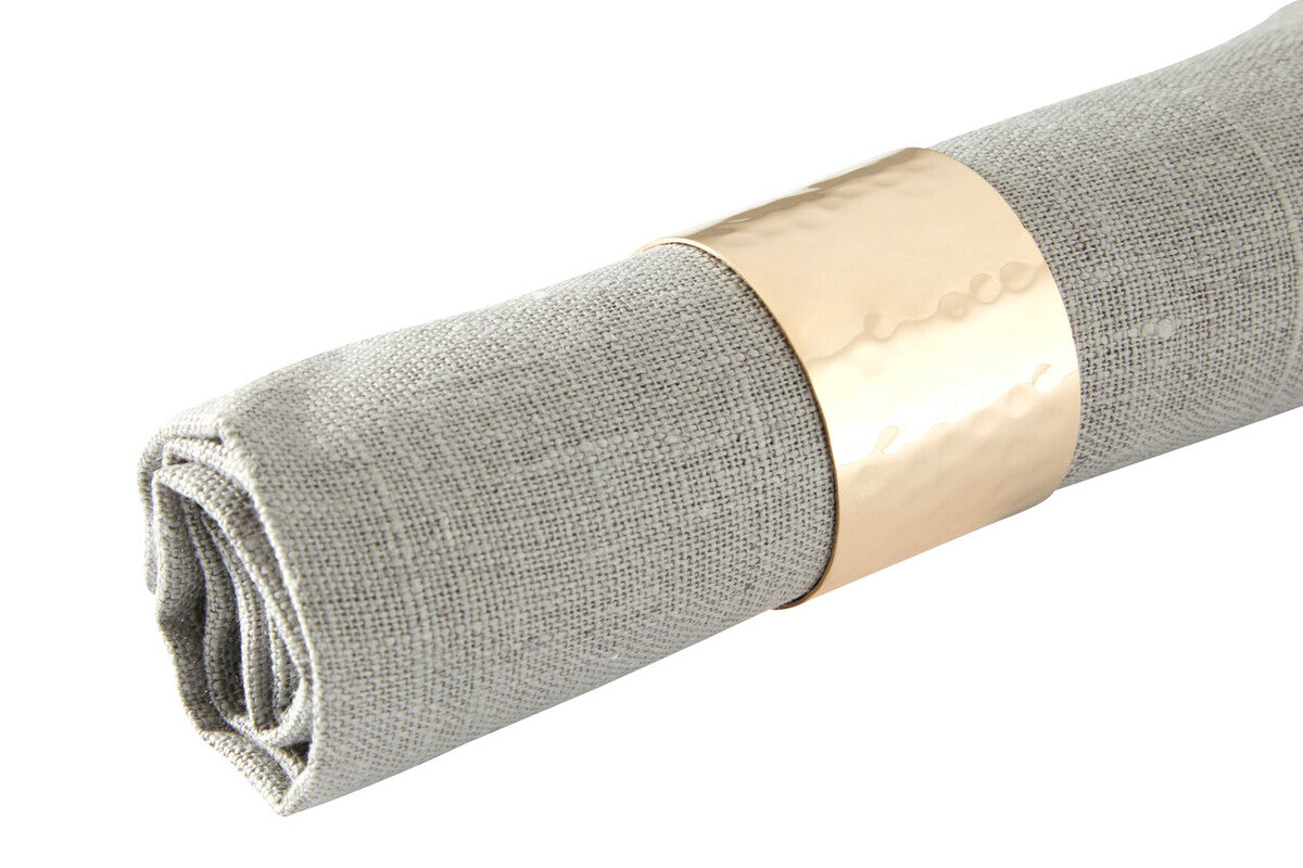 Set of 4 Brass Finish Hammered Napkin Rings