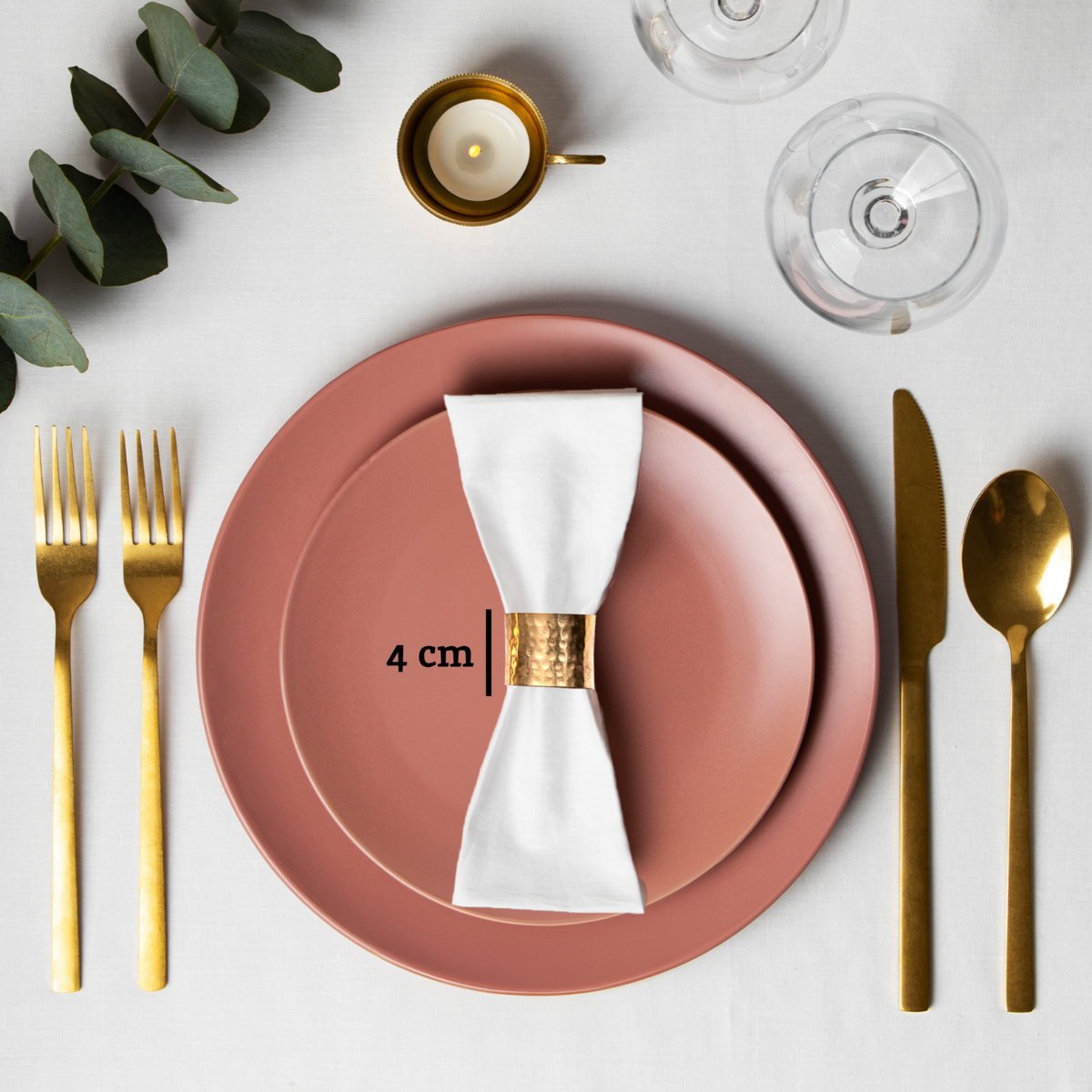 Set of 4 Brass Finish Hammered Napkin Rings