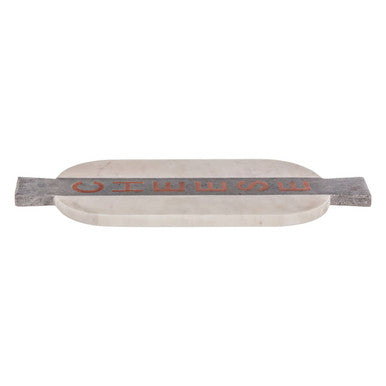 White and Grey Marble Cheese Board with Copper Detail