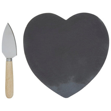Heart Slate Cheese Board with Stainless Steel Gold Knife