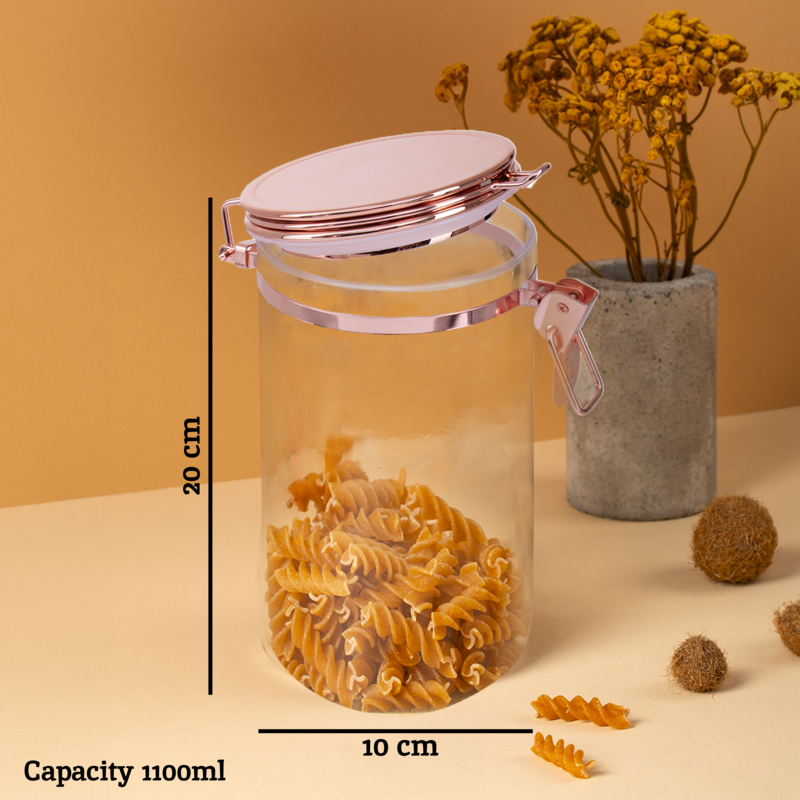 Clear Storage Jar with Copper Lid 1100ml