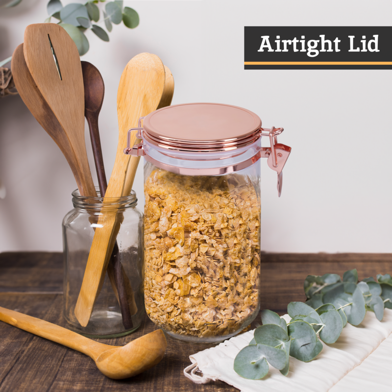 Clear Storage Jar with Copper Lid 1100ml