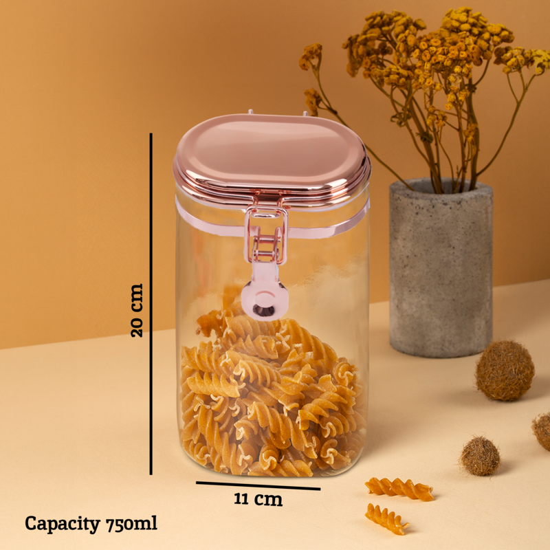 Clear Storage Jar with Copper Lid 750ml