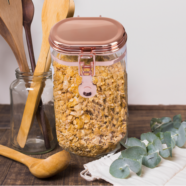 Clear Storage Jar with Copper Lid 750ml