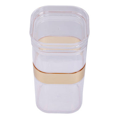Clear Plastic Square Storage Jar with Gold Stripe 800ml