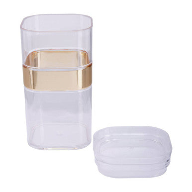 Clear Plastic Square Storage Jar with Gold Stripe 800ml