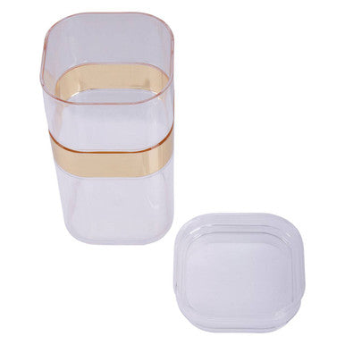 Clear Plastic Square Storage Jar with Gold Stripe 800ml