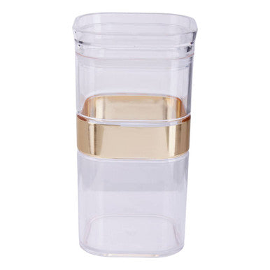 Clear Plastic Square Storage Jar with Gold Stripe 800ml