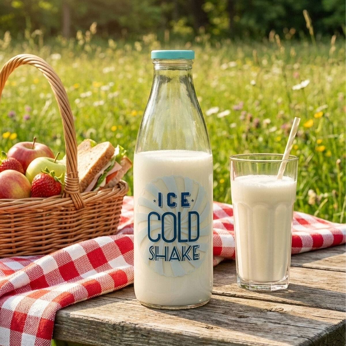 Glass Milk Bottle with Screw Cap