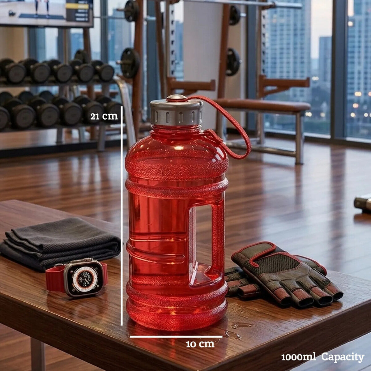 Red 1000ml Sports Drinking Bottle