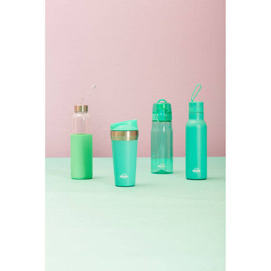 Glass Bottle with Mint Silicone Sleeve