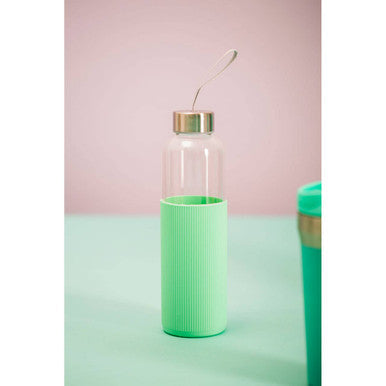 Glass Bottle with Mint Silicone Sleeve