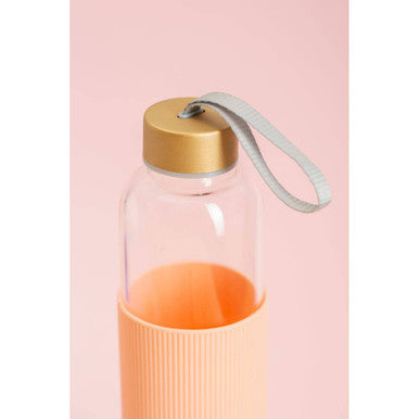 Glass Bottle with Peach Pink Silicone Sleeve