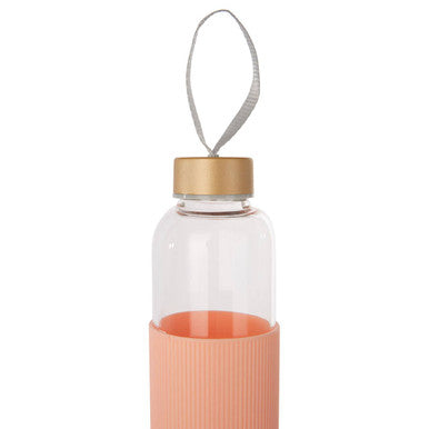 Glass Bottle with Peach Pink Silicone Sleeve