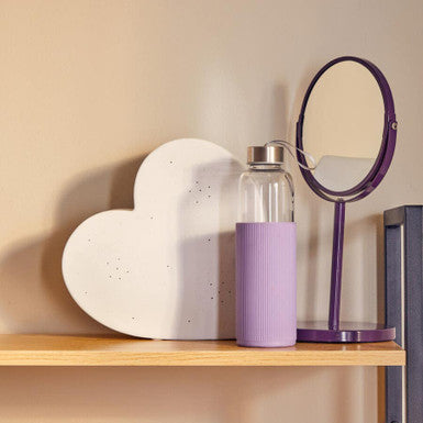 Glass Bottle with Purple Silicone Sleeve