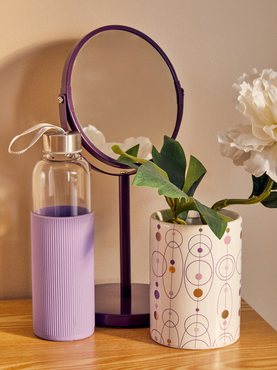 Glass Bottle with Purple Silicone Sleeve