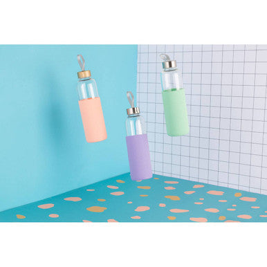 Glass Bottle with Purple Silicone Sleeve