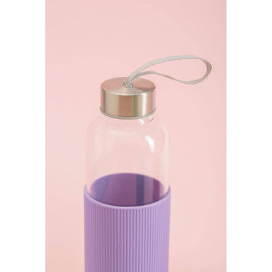 Glass Bottle with Purple Silicone Sleeve