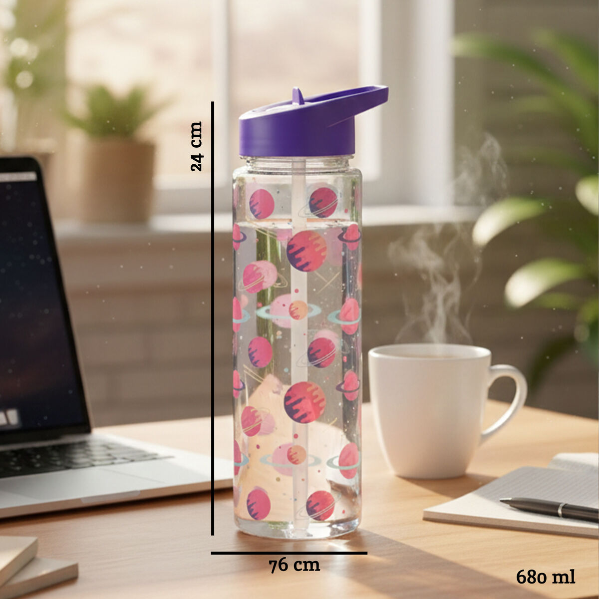 Kids Purple Space Water Bottle