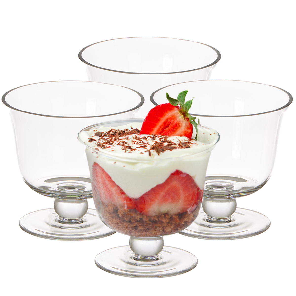 Set of 4 Footed Glass Dessert Bowls