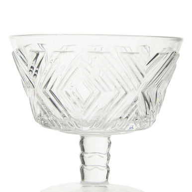 Set of 4 Glass Dessert Bowls with Diamond Emboss