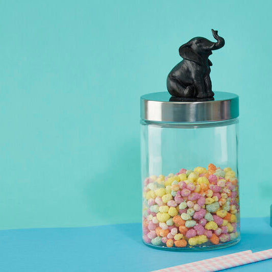Glass Elephant Jar with Airtight Lid