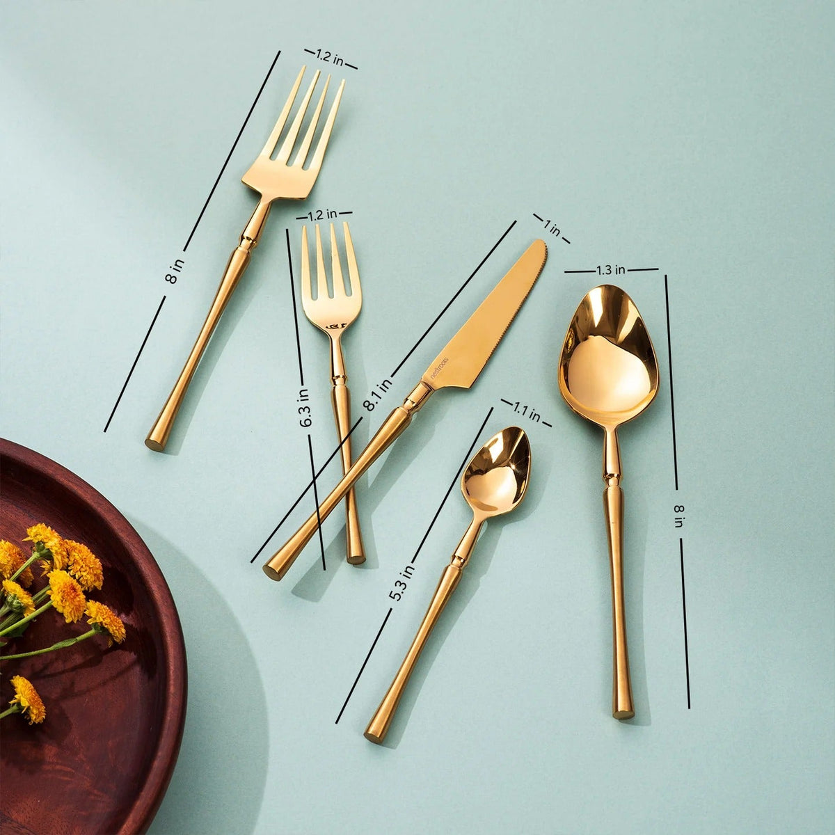 Set of 5 Cutlery with Curvy Handles