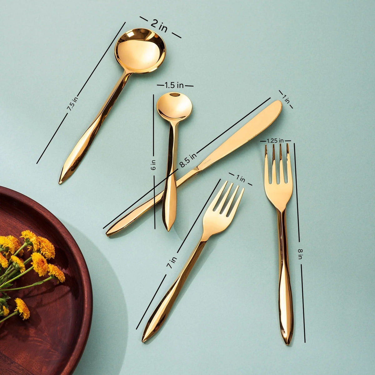 Set of 5 Cutlery with Pointed Handles