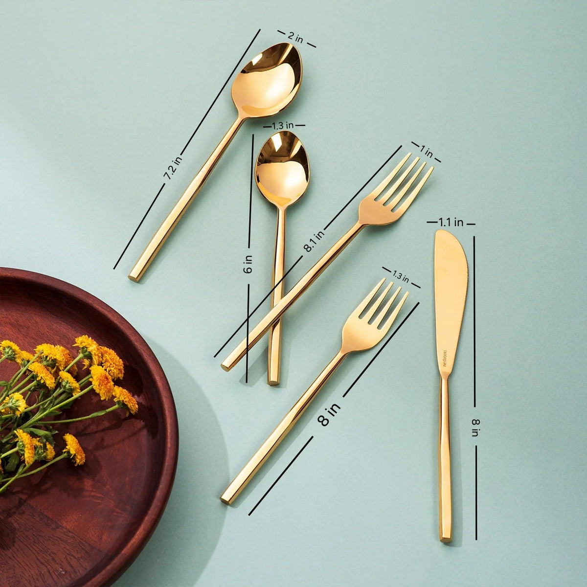 Set of 5 Cutlery with Stylish Handles - Design 2