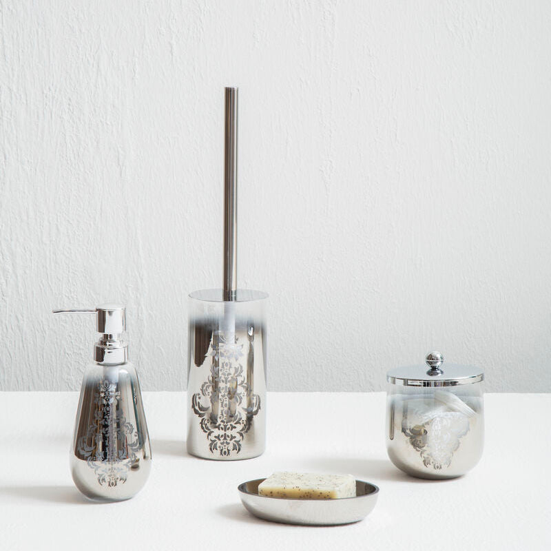 Silver Ombre Bathroom Cotton Jar