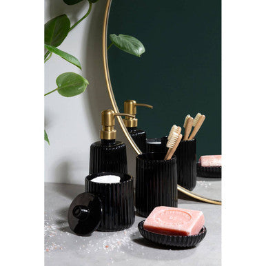Black Glass Bathroom Storage Jar