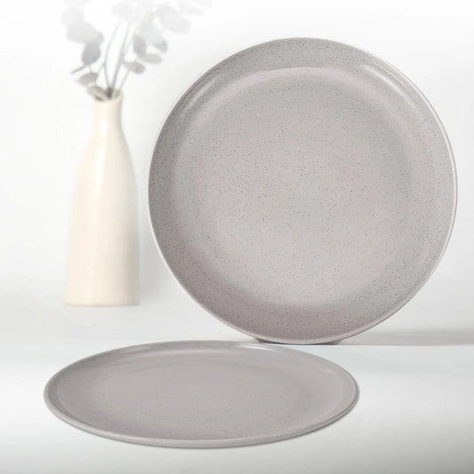 Speckled Green Glazed Dinner Plate Set of 2 10 inch Grey Lightweight