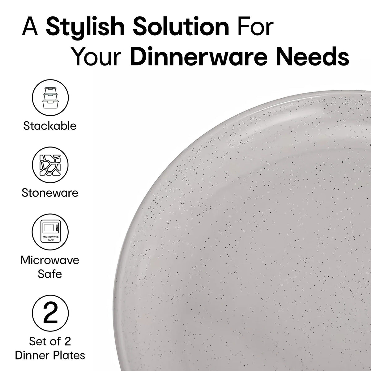 Speckled Green Glazed Dinner Plate Set of 2 10 inch Grey Lightweight