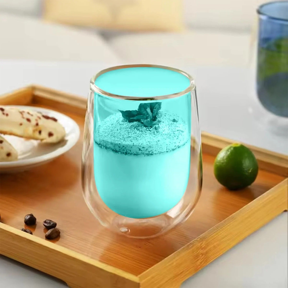 4 Pcs Double Walled Borosilicate Glass 190 ml, Pack of 2, Green