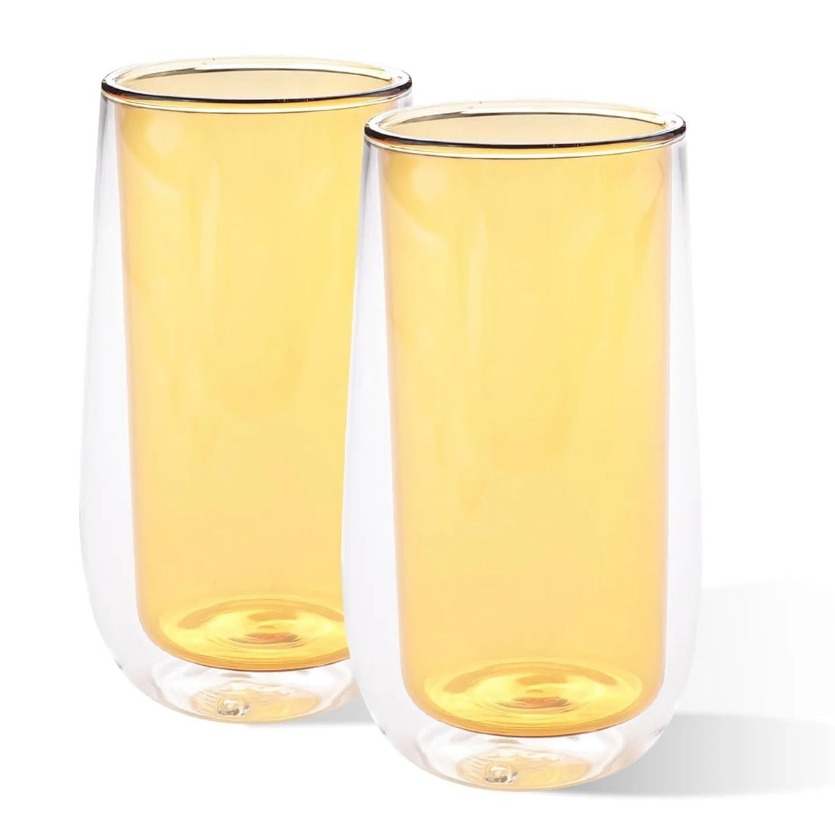 6 Pcs Double Walled Borosilicate Glass 240 ml, Pack of 3, Yellow